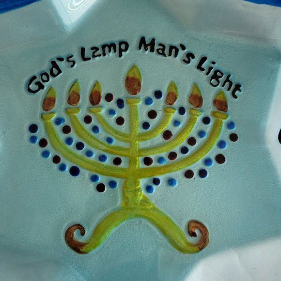 Star Of David Glass Dish Celebrate Hanukkah Menorah God's Lamp Man's Light - Picture 4 of 10
